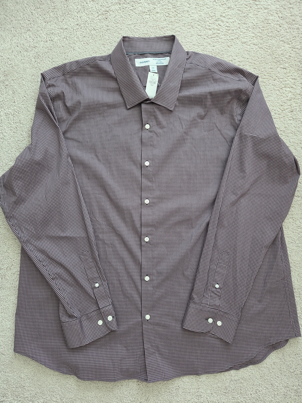 Old Navy Men's Micro-Check Dress Shirt in Purple and White
